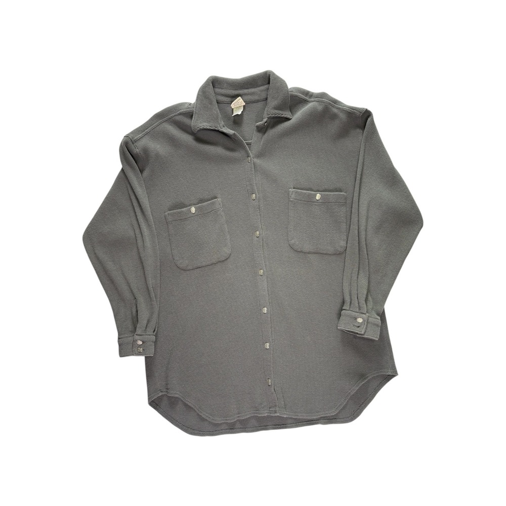 Vintage Fitigues Waffle Knit Shirt Women L Thermal Oversized Shacket Shabby